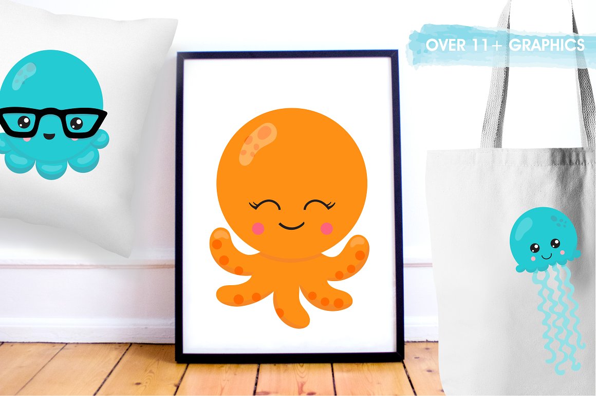 Happy octopus on a poster.