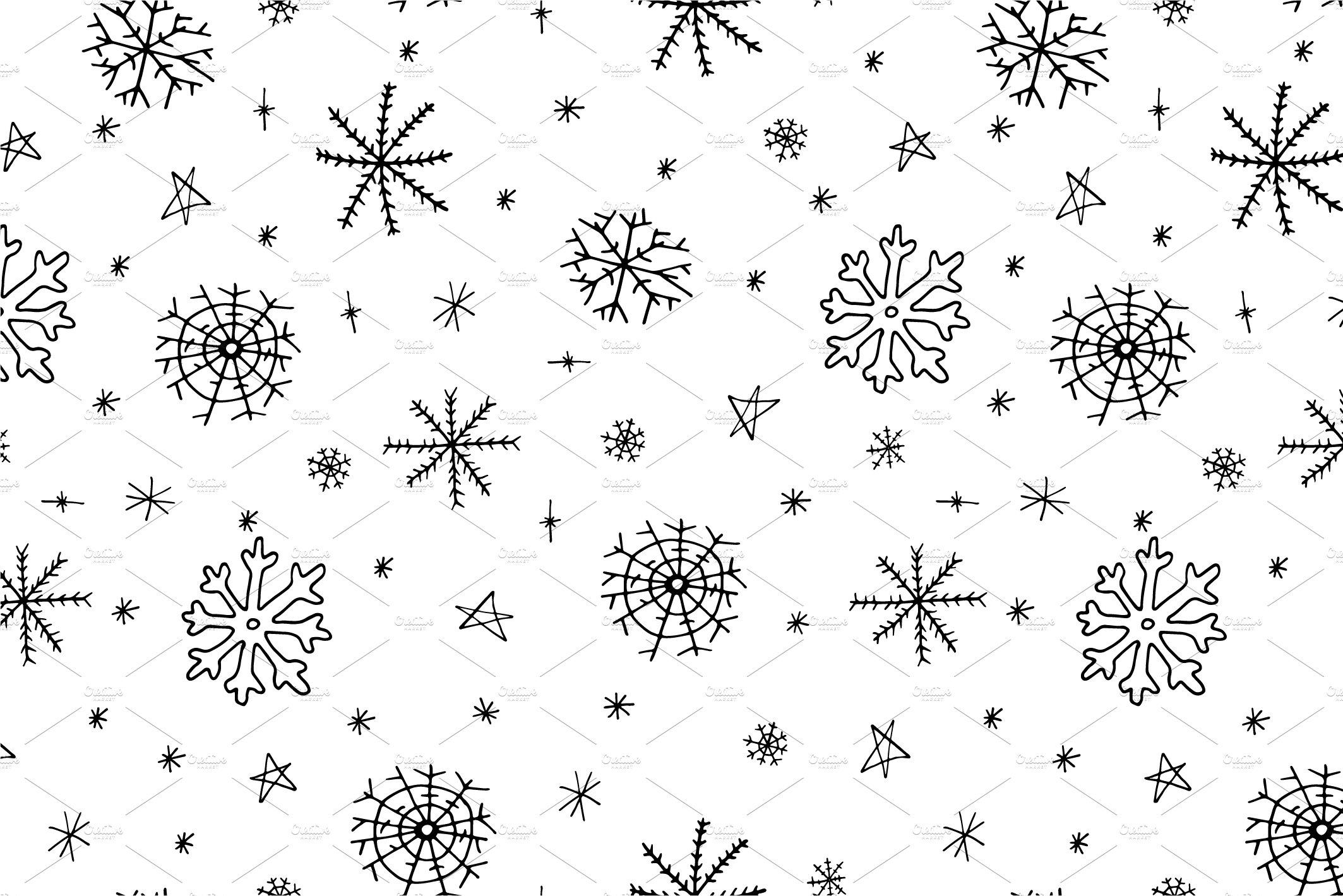 Black snowflakes for winter illustration.