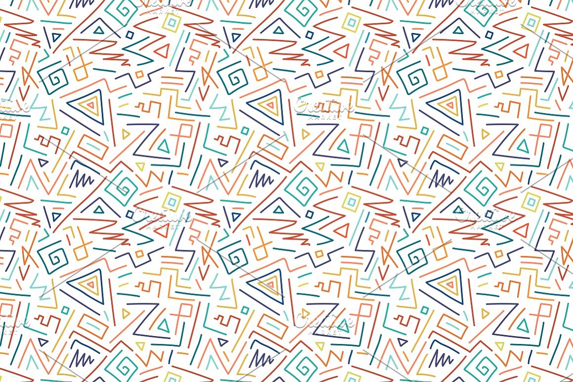 White background with the colorful geometrics.