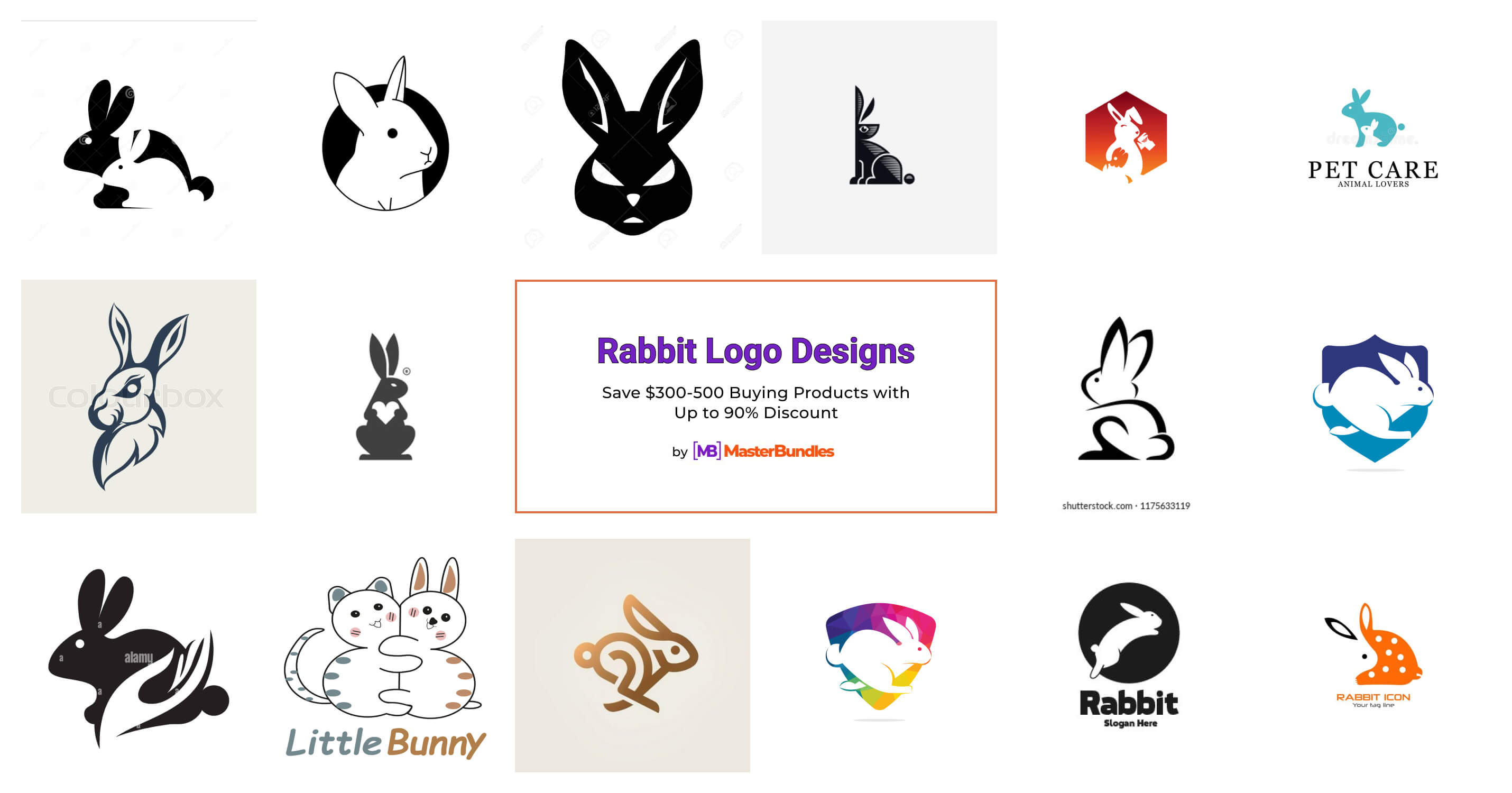 Rabbit Logo  Design Bundles