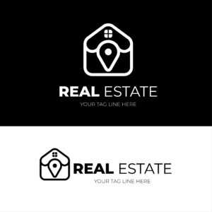 Real Estate Location Pin House Logo Design Template - MasterBundles