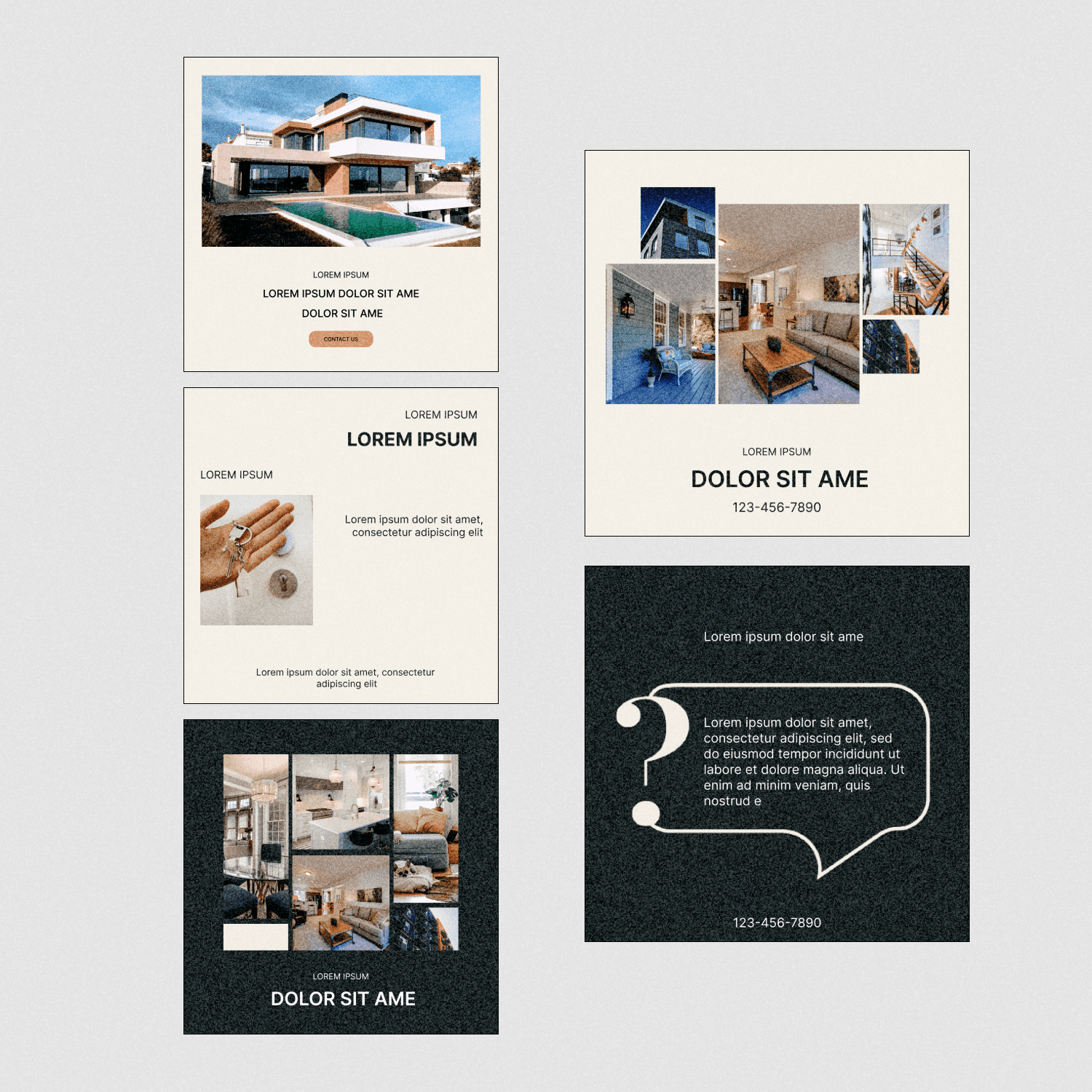 5 Clean real estate instagram post templates cover.