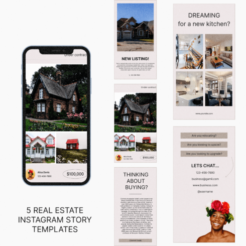 5 Retro real estate instagram Story templates.