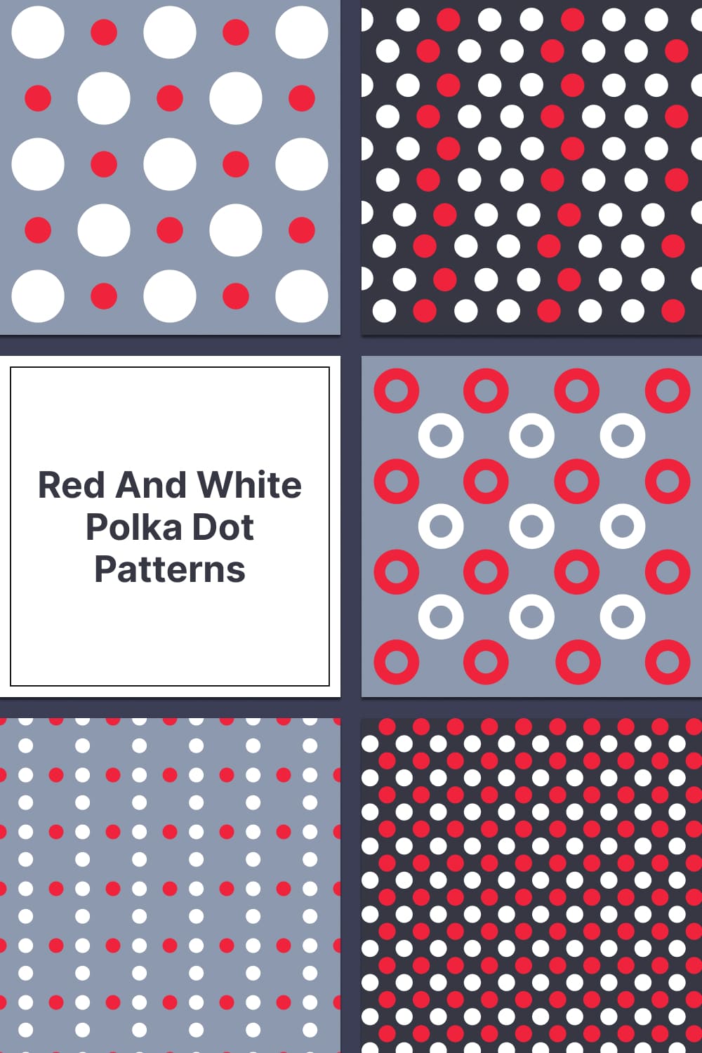 Red and white polka dots in different sizes.