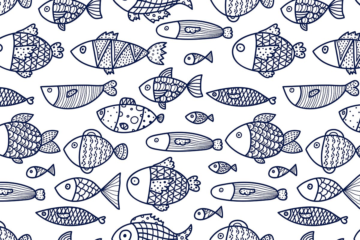 Small cute fishes on white background.