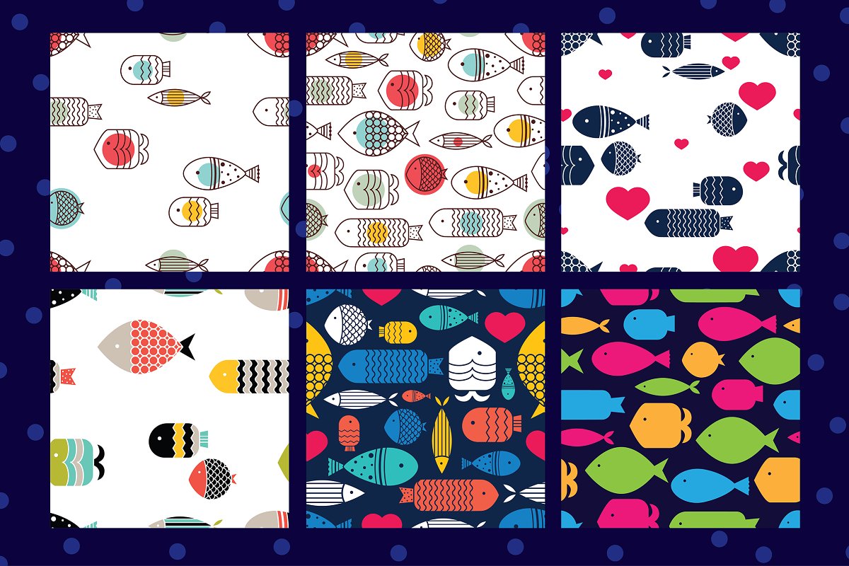 This set includes new patterns with cute fish.