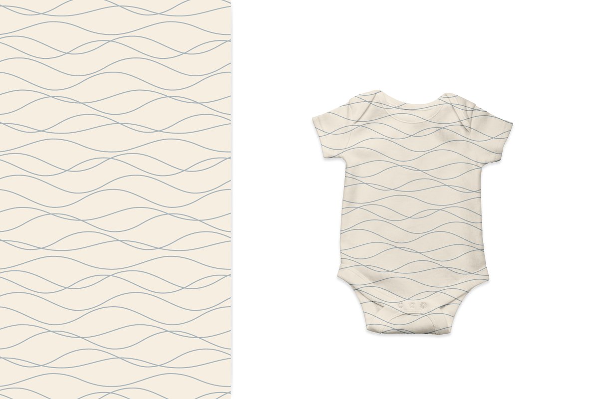 Baby white bodysuit design with blue lines.