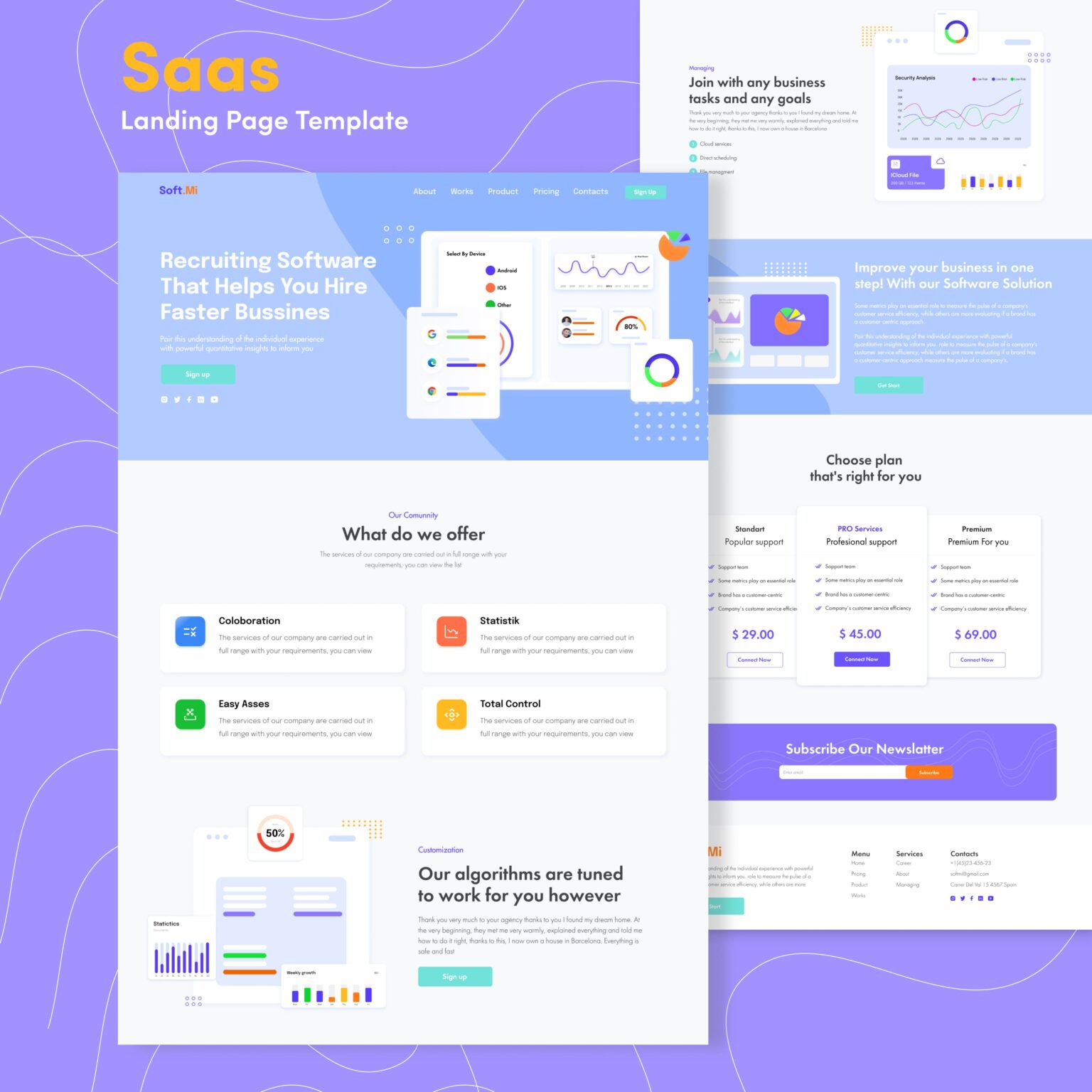 SaaS Workflow Landing PSD Template – MasterBundles