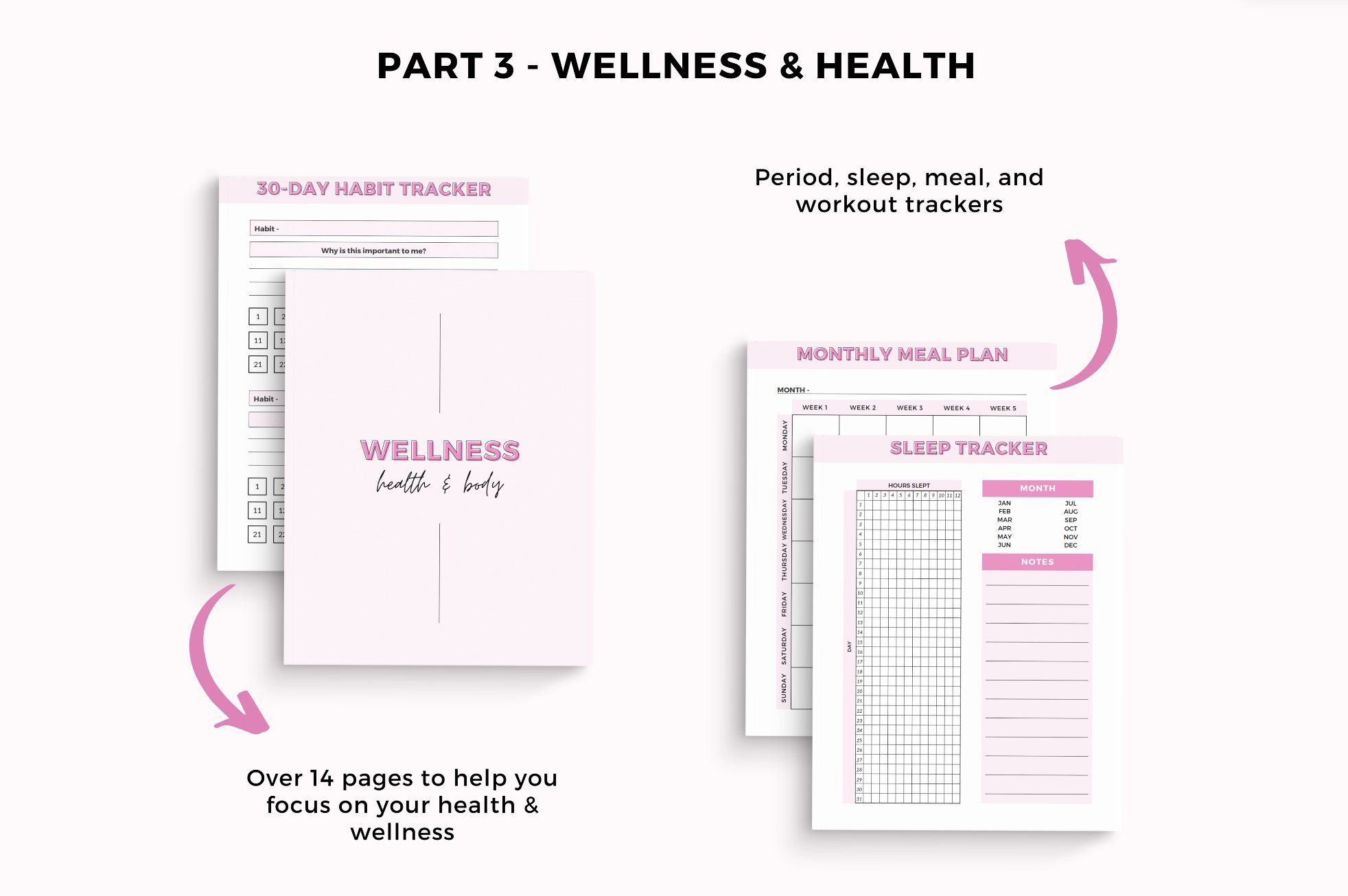 February monthly planner, weekly planner, habit tracker template