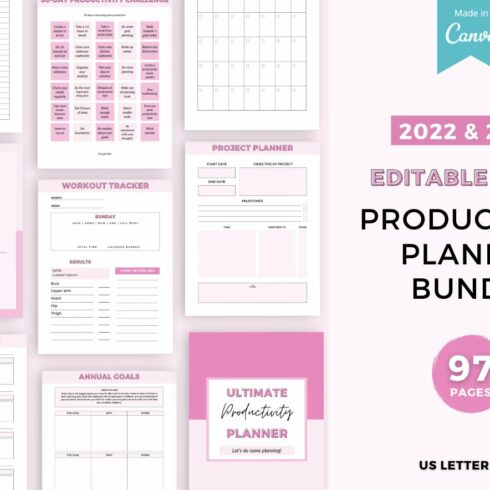 Pink template for productivity plan.