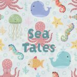 New cute collection with adorable seamless patterns, stickers, cards and characters of sea life.