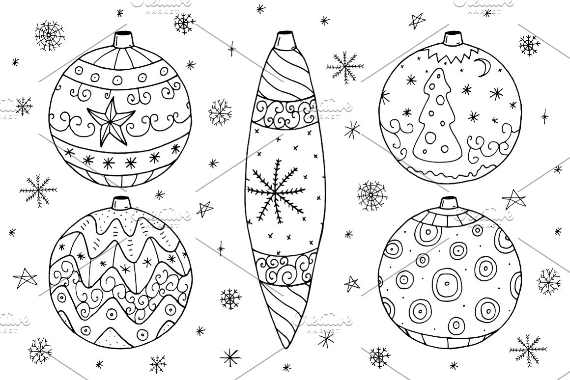 Cool set of christmas accessories in doodle style.