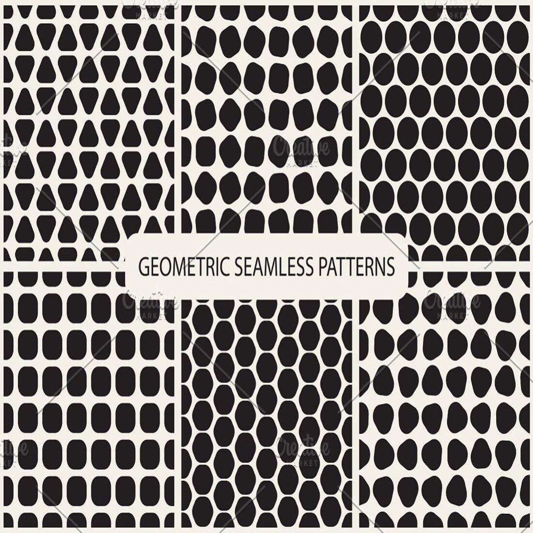 Seamless geometric patterns. 3 color cover.