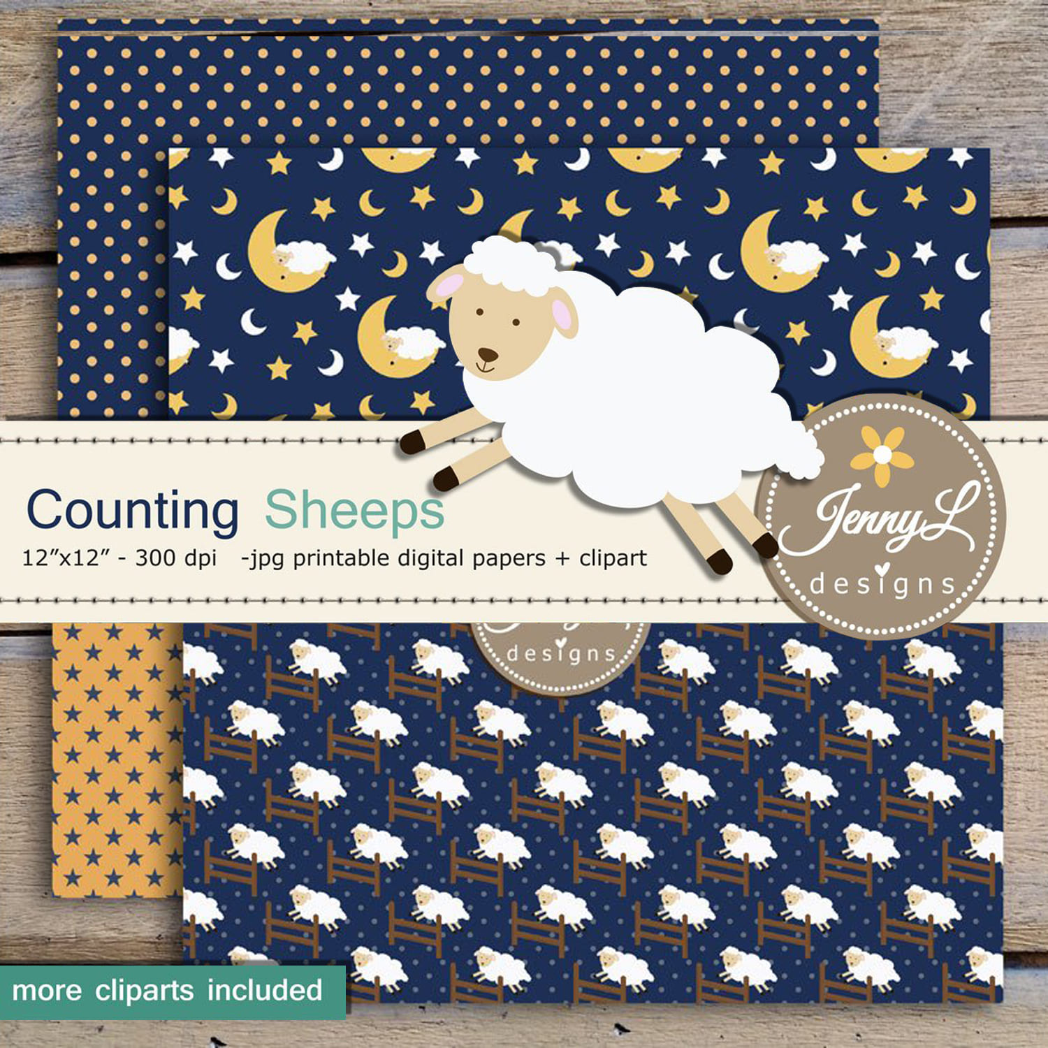 Sheep Digital Papers & Clipart cover.