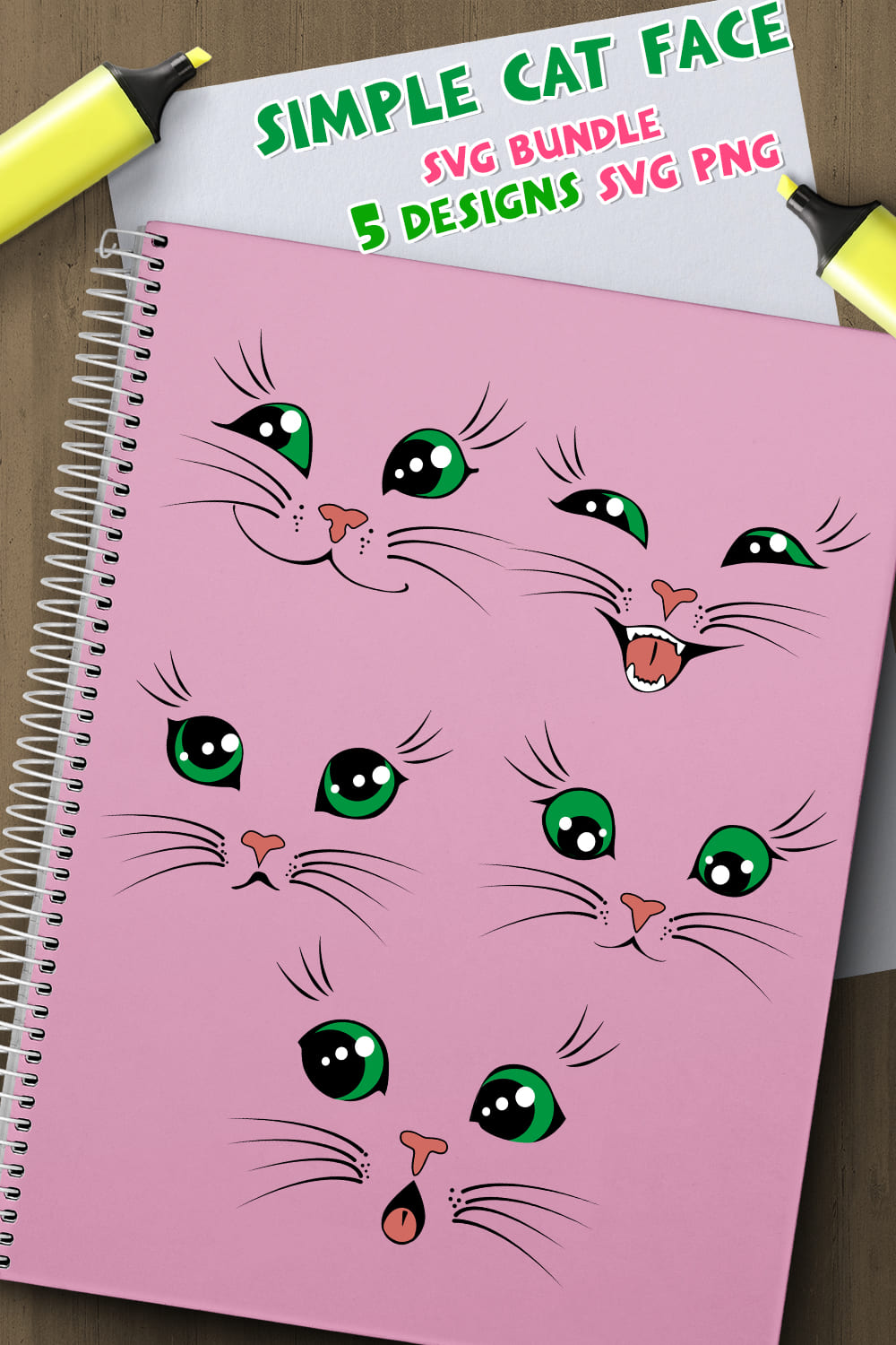 Cute cat eyes on a pink background.