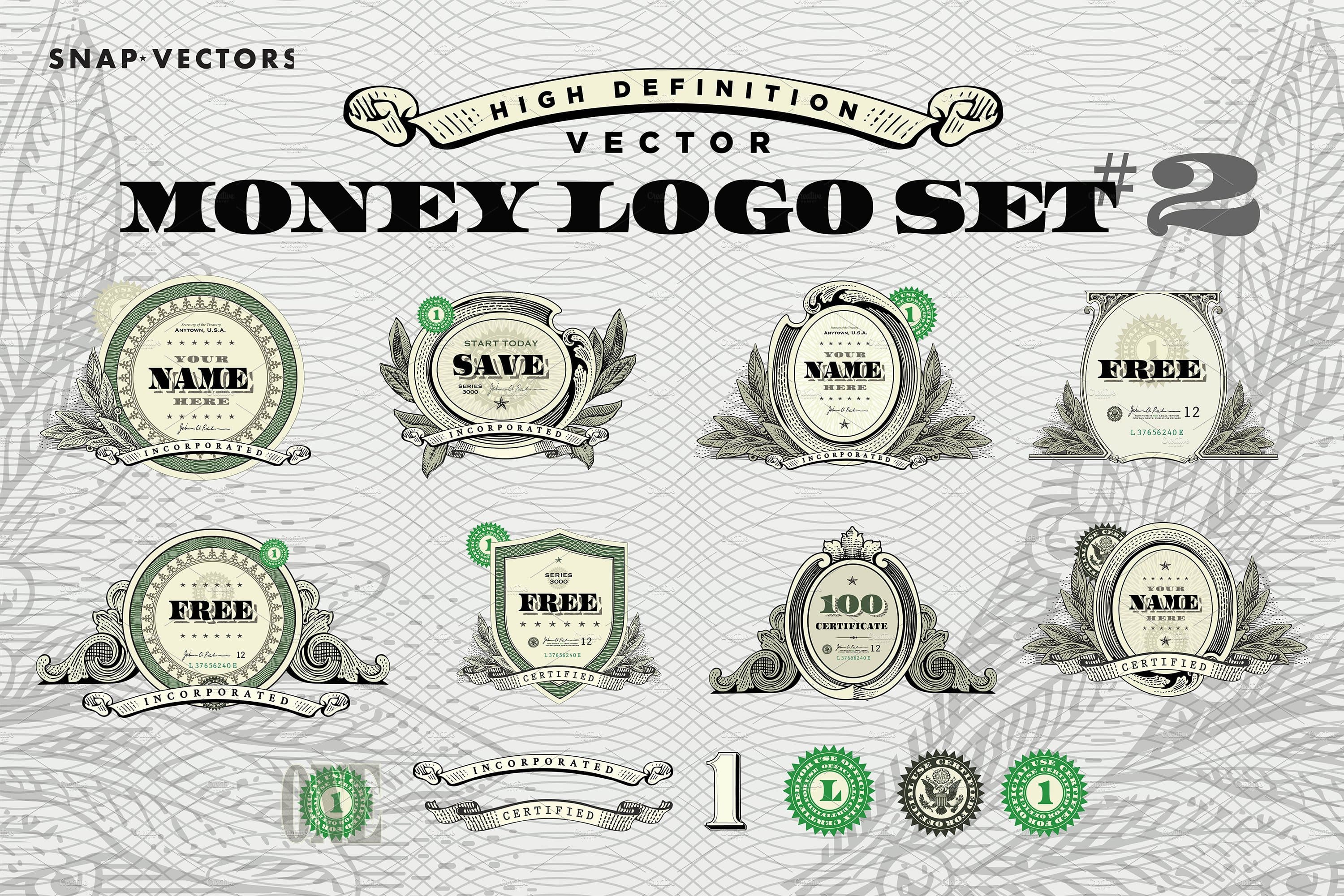 Vintage money logo set.