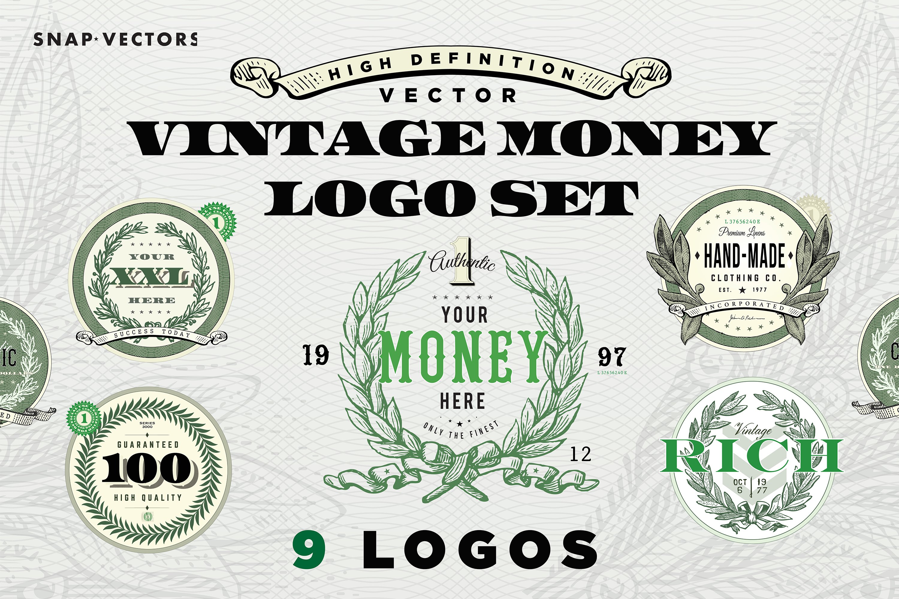 Vintage money logo set.