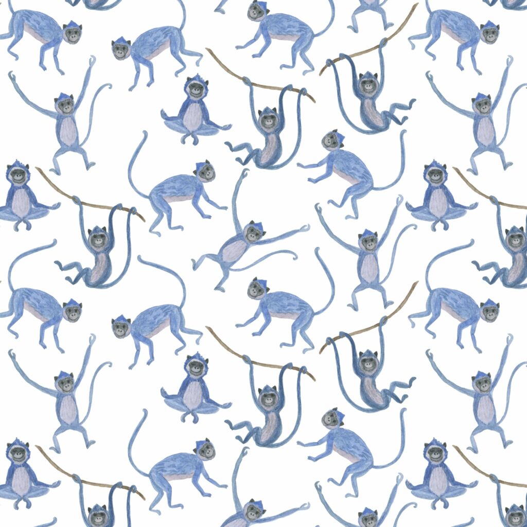 Monkey Color Patterns Blue Monkeys - Watercolor Patterns – MasterBundles