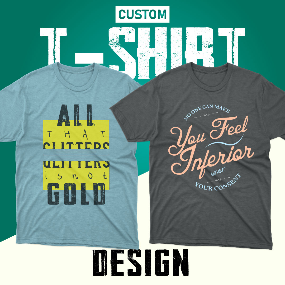 Custom Typography T-Shirt Design Bundles cover image.
