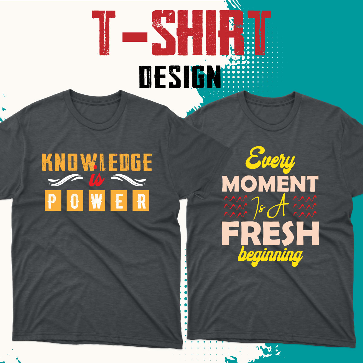 Custom Typography T-Shirt Design Bundles example.