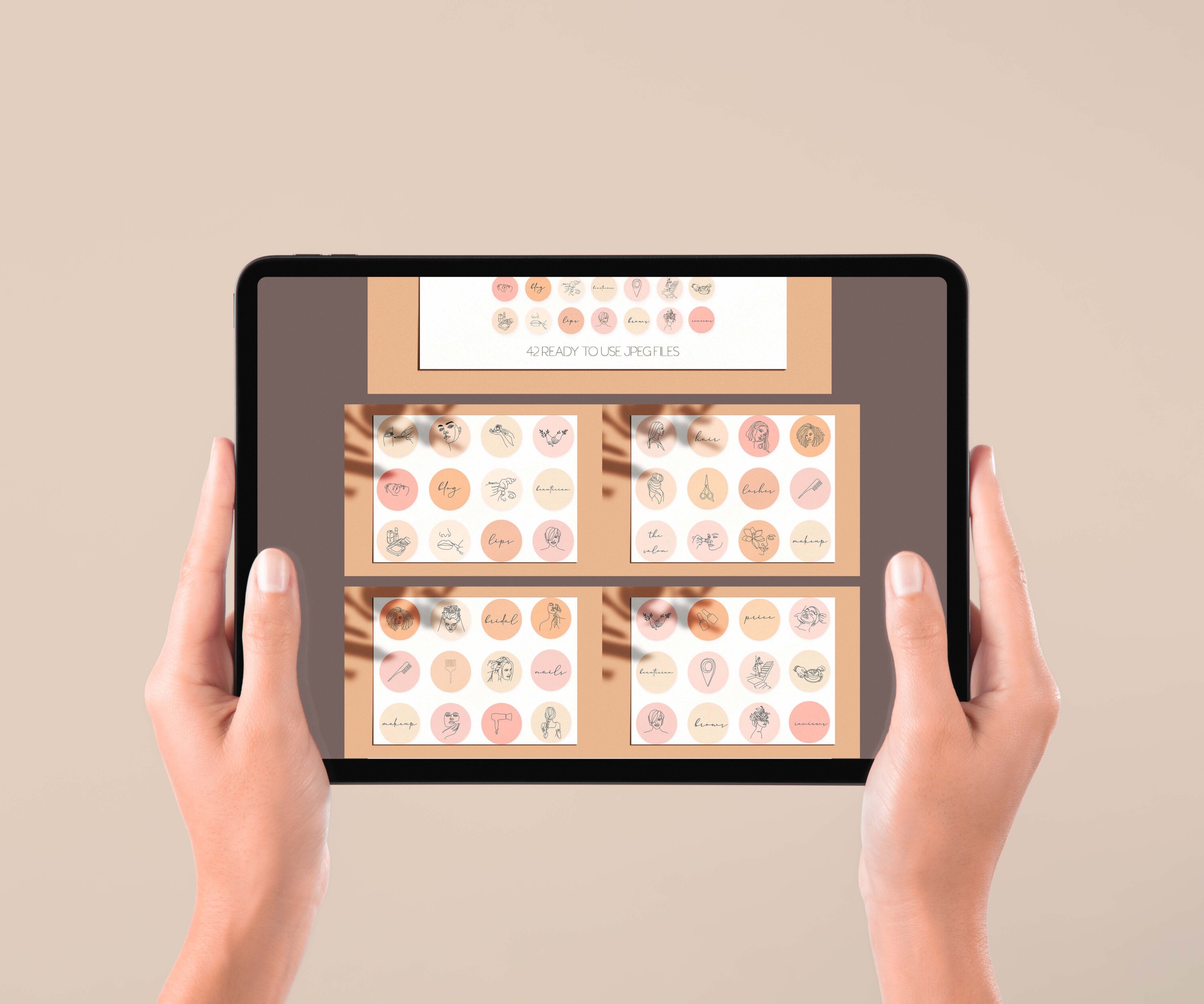Beauty Salon Highlight Icons tablet preview.
