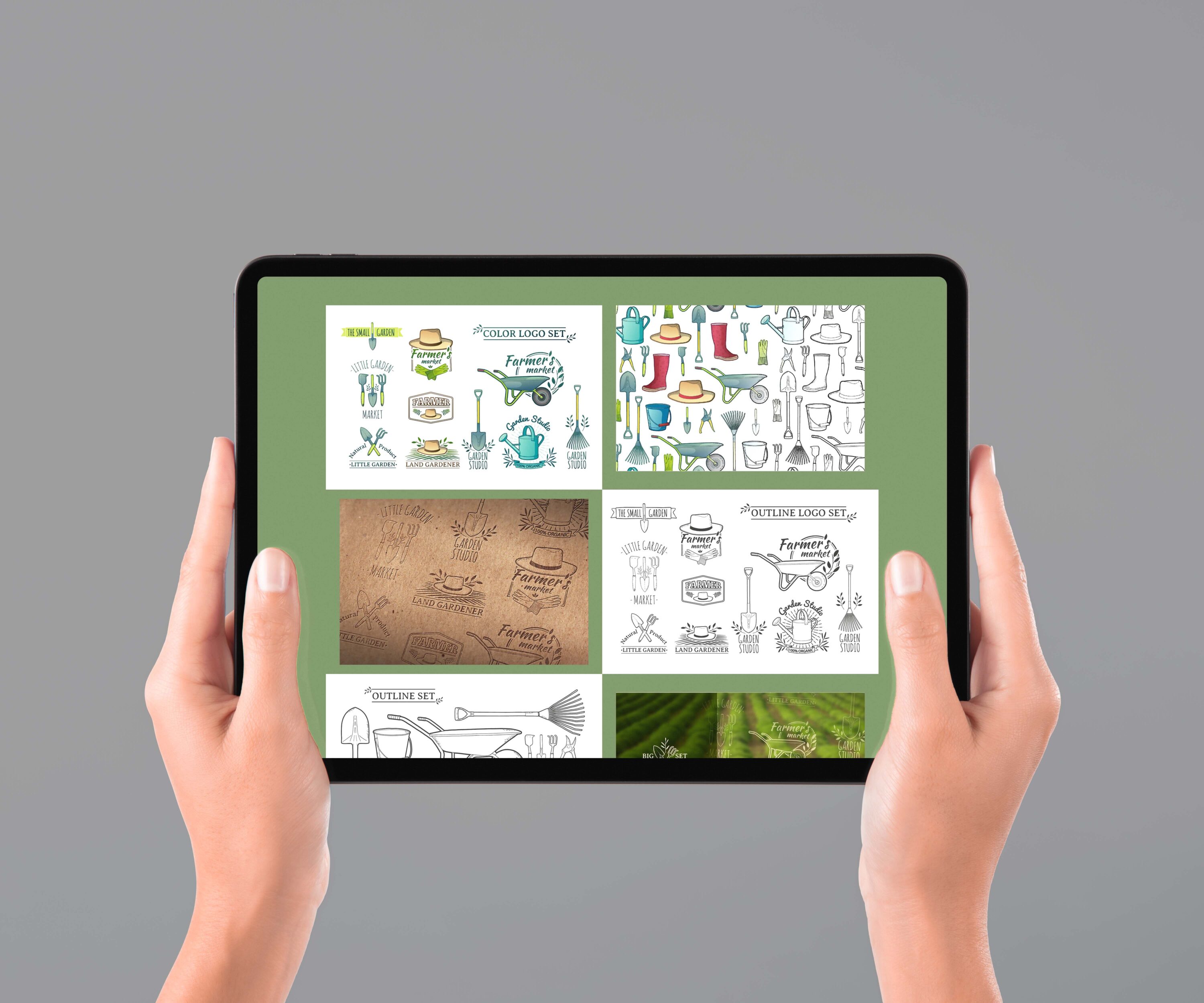 Garden/Farm icon and logo set - tablet.
