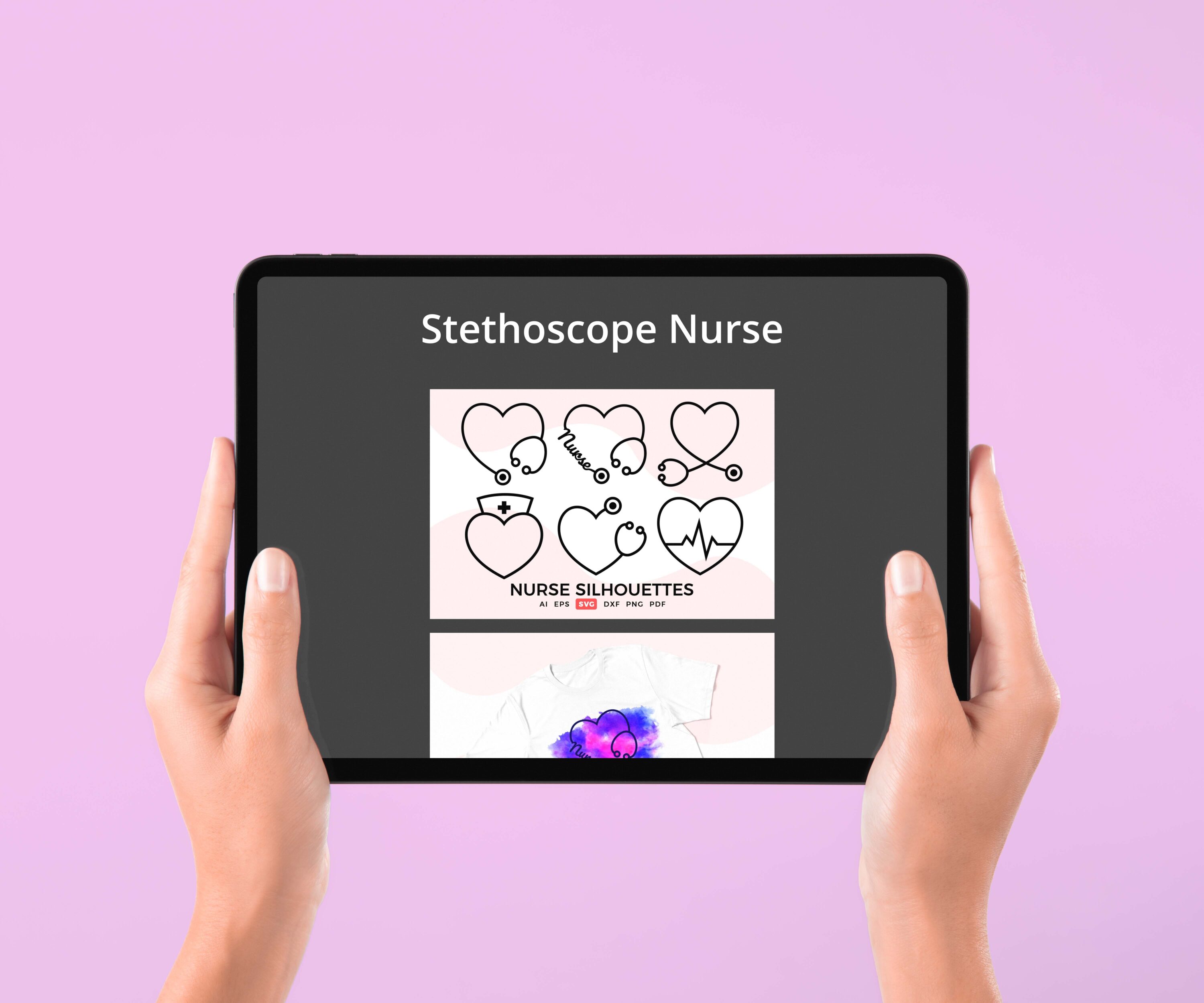 Nurse SVG - Stethoscope Nurse Silhouettes - tablet.