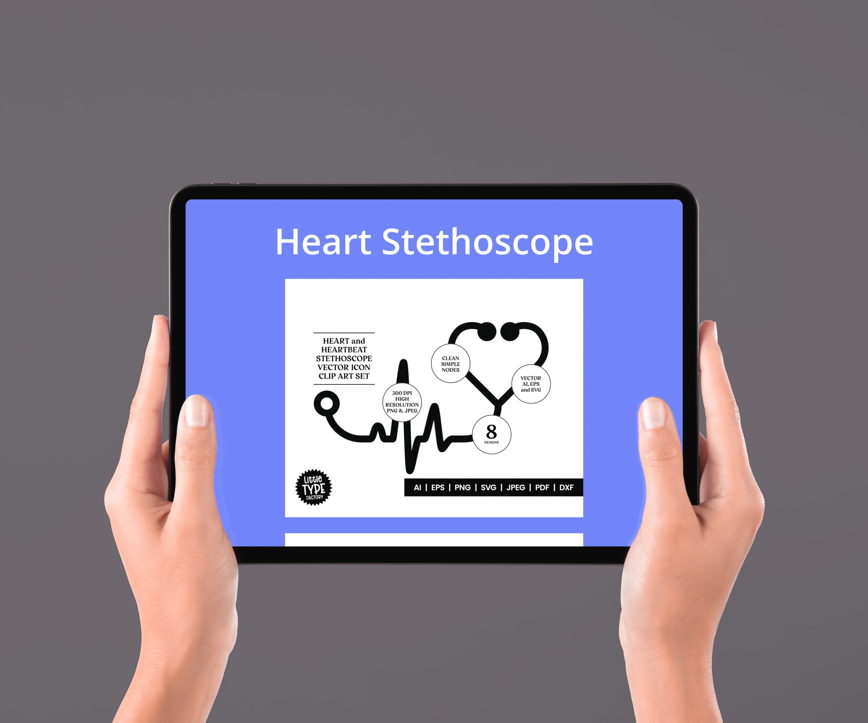 Heart Stethoscope SVG Clipart Set - tablet.