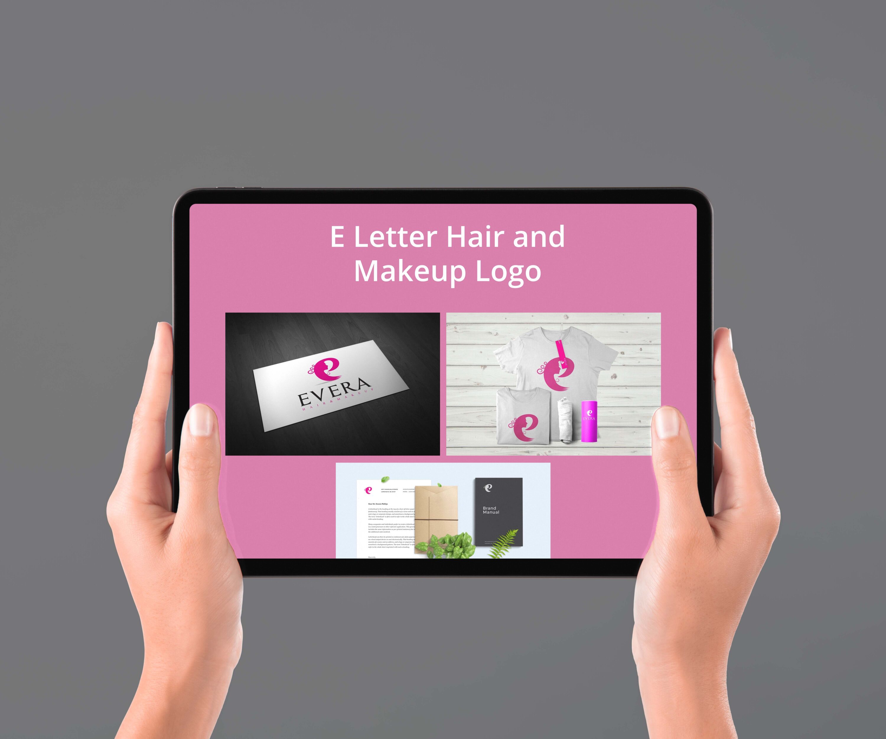 E Letter Hair and Makeup Logo tablet preview.
