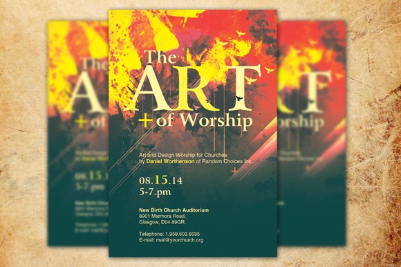 The art of worship church flyer template.