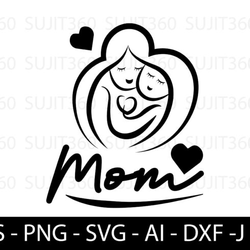 Nice hand drawn mom illustration in black.