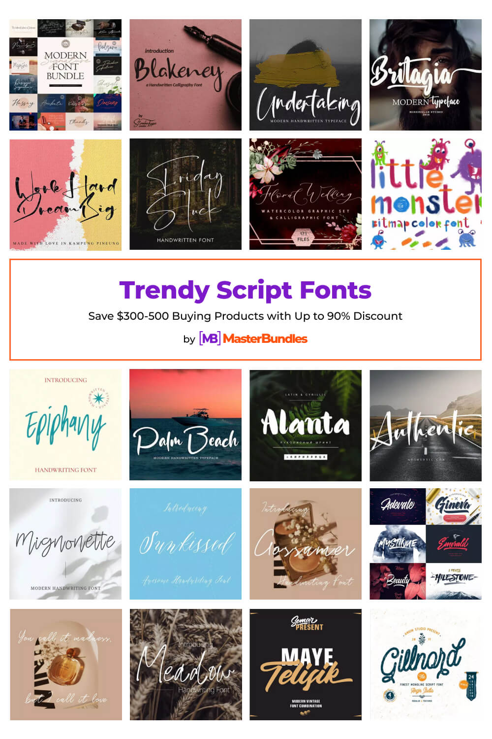 trendy script fonts pinterest image.