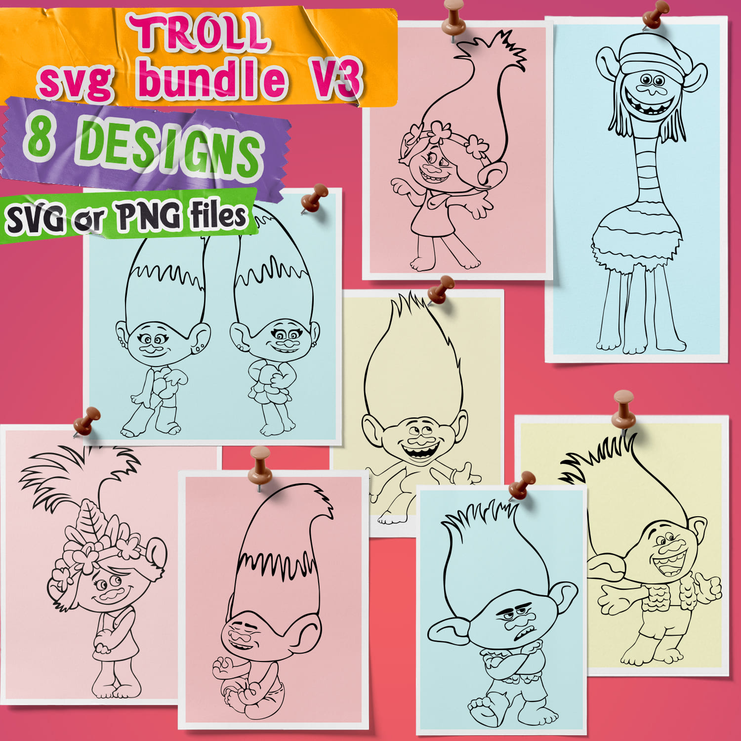 Huge Trolls SVG & PNG Designs Bundle