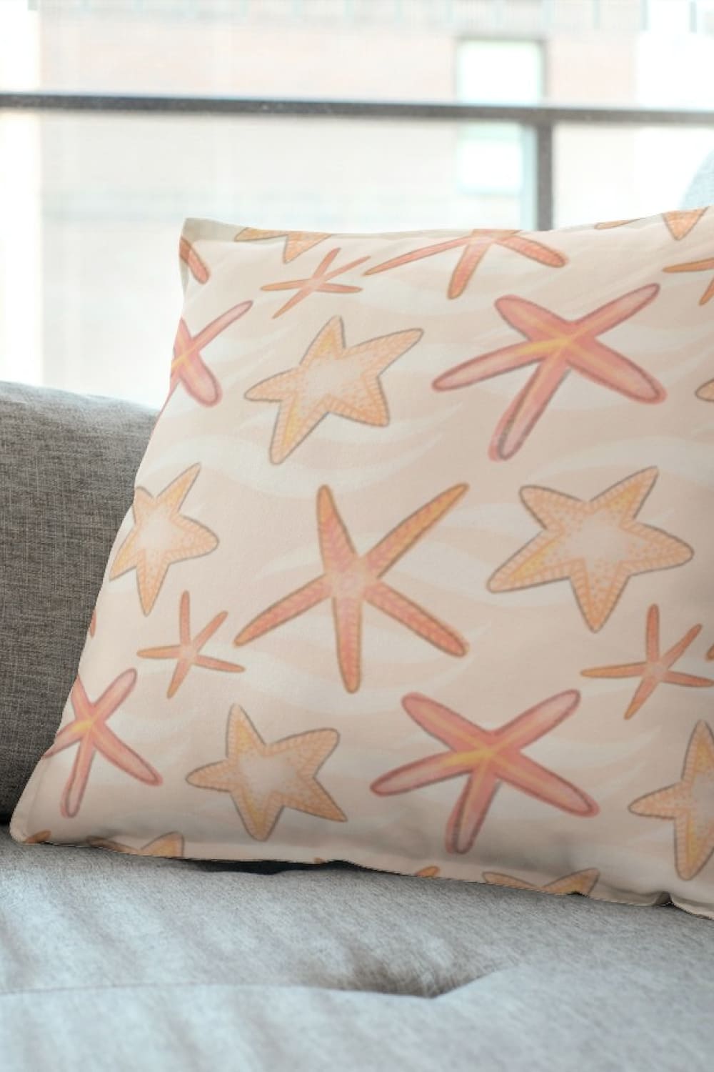 Pillow with cute corals in pastel colors.