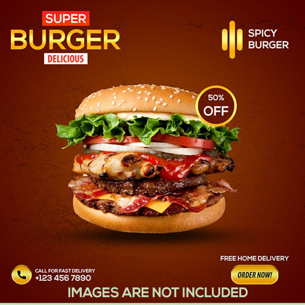 Burger Social Media Post Design Instagram Post Design Template ...