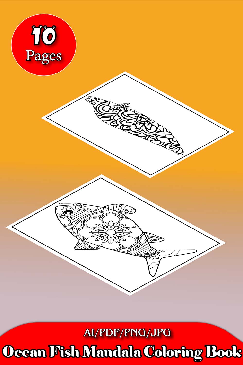 Ocean Fish Mandala Coloring Book pinterest.