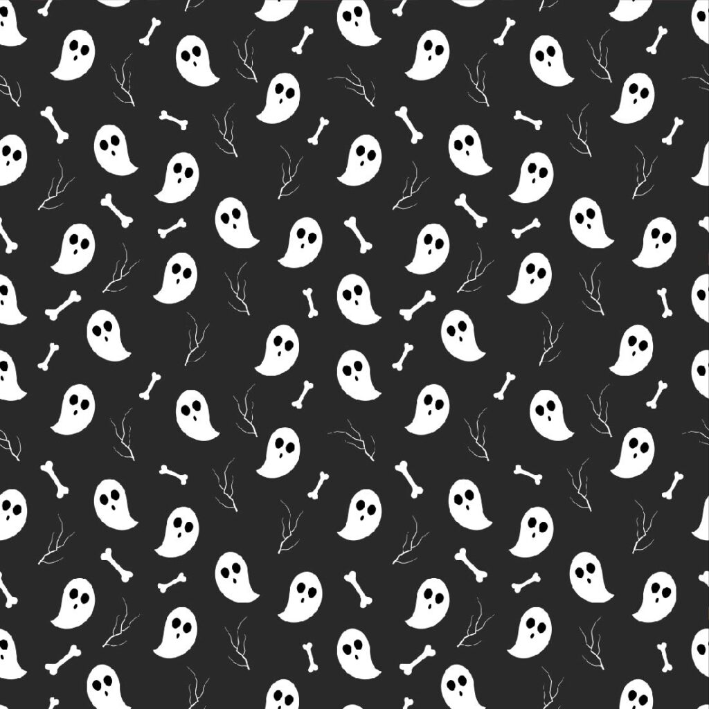 Scary Halloween Ghost Pumpkins and Skulls Vector Seamless Patterns ...