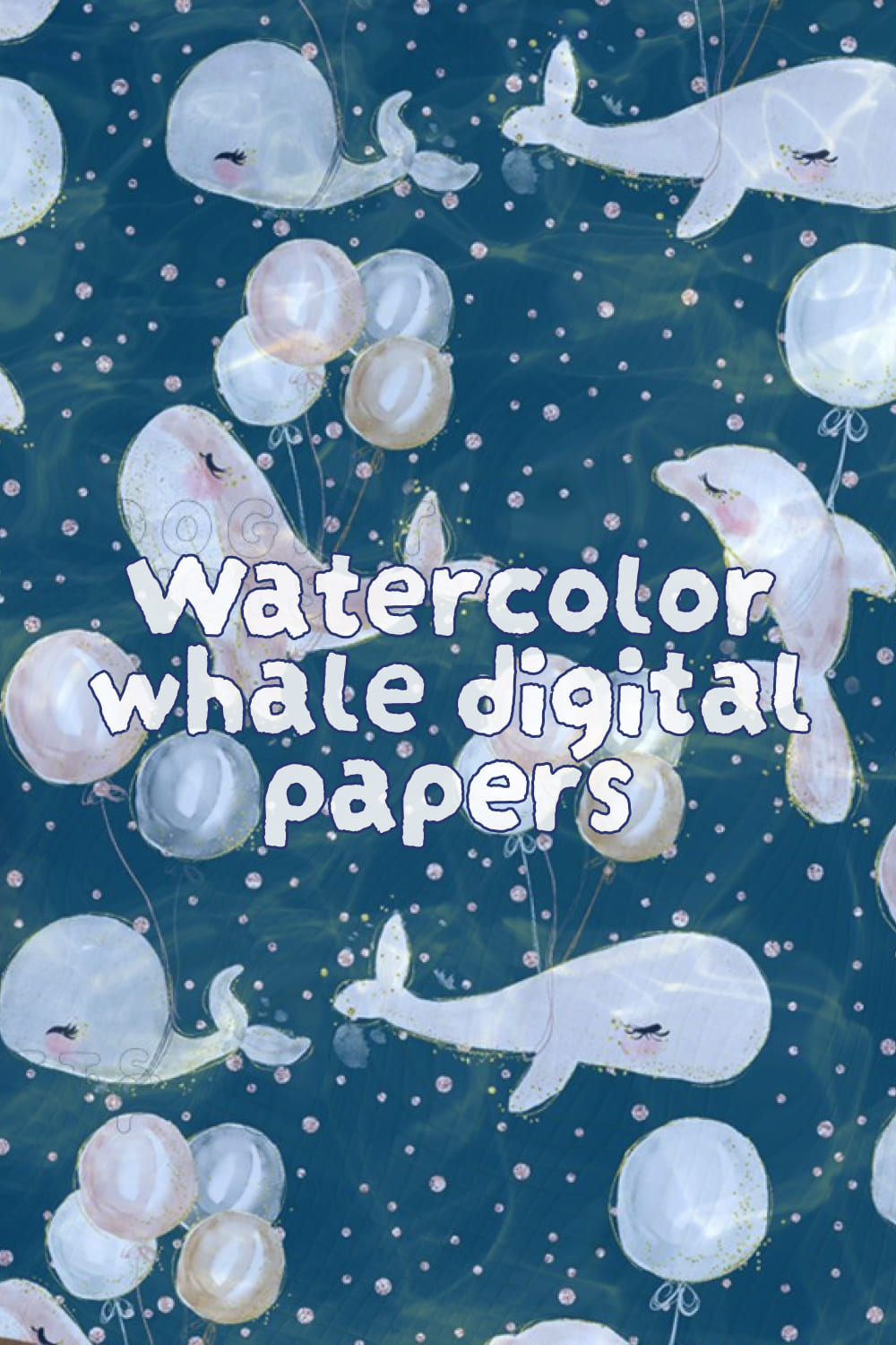 watercolor whale digital papers 04