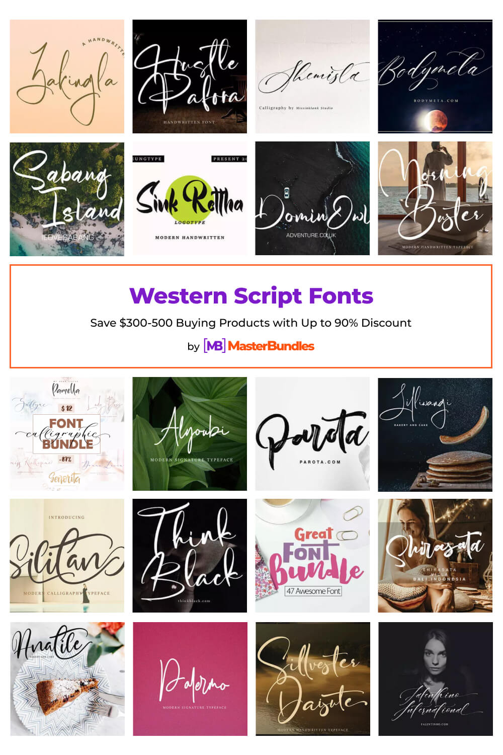 western script fonts pinterest image.