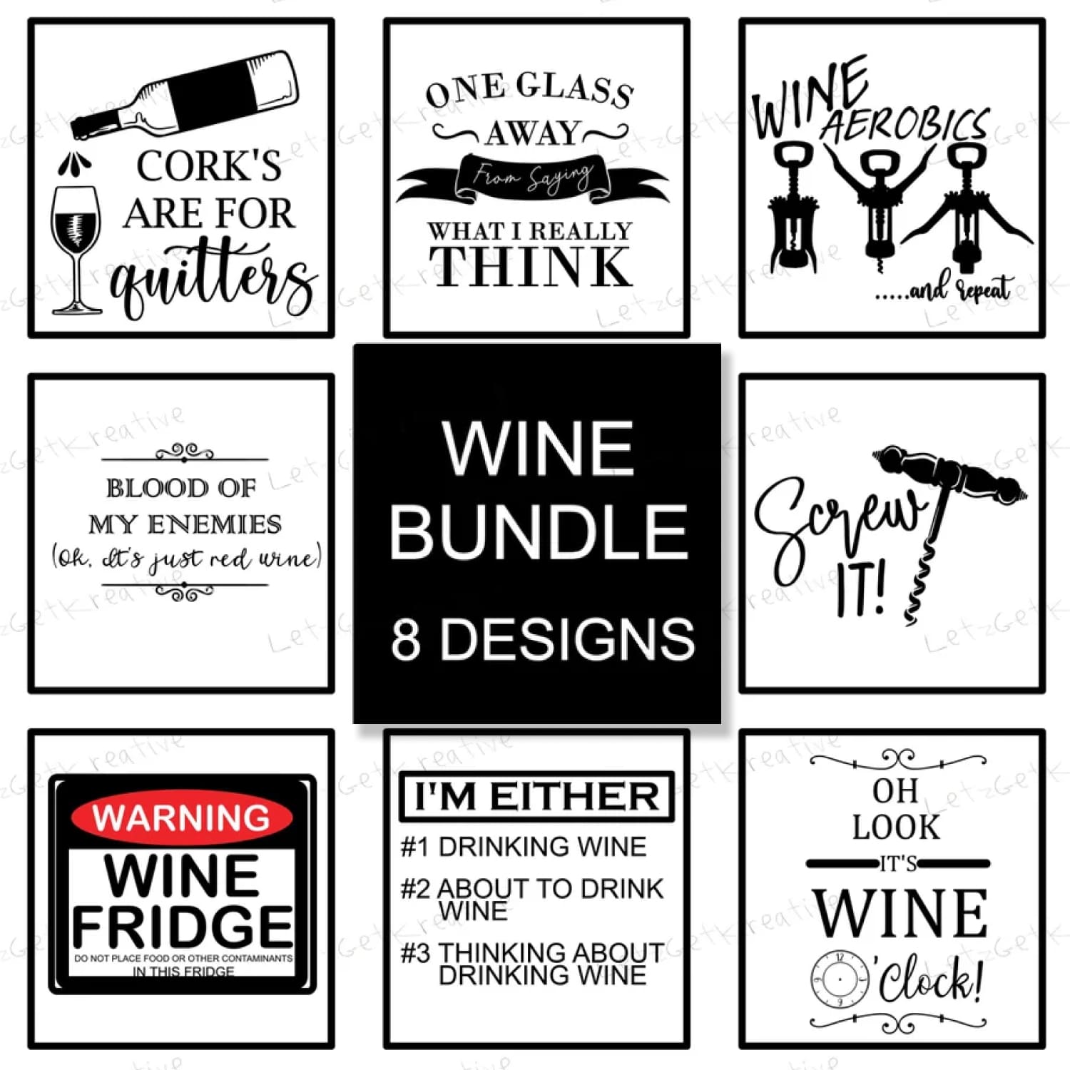 Wine Quote SVG Bundle, Cut File for Cricut, Silhouette, Digital Download.