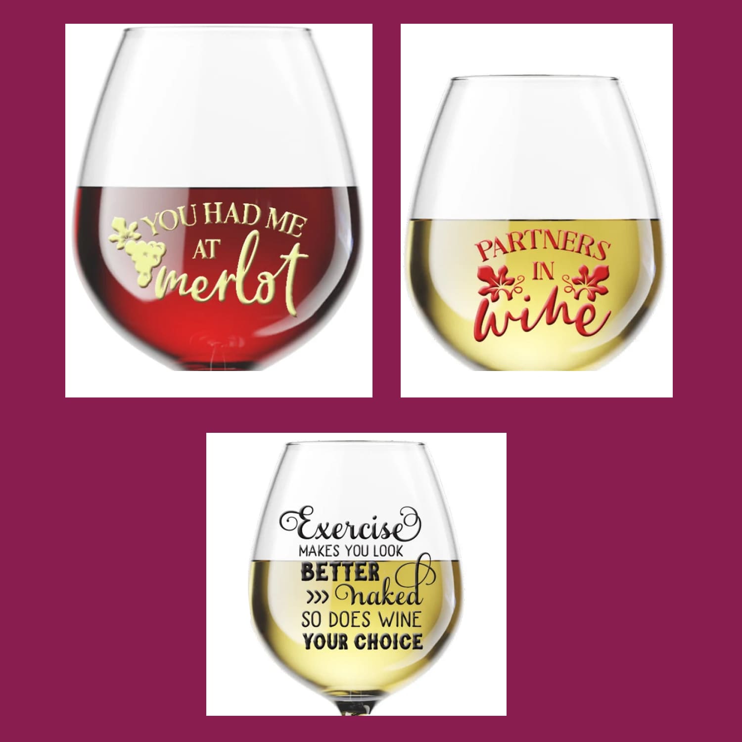 Wine Glasses SVG Quotes Pack cover.