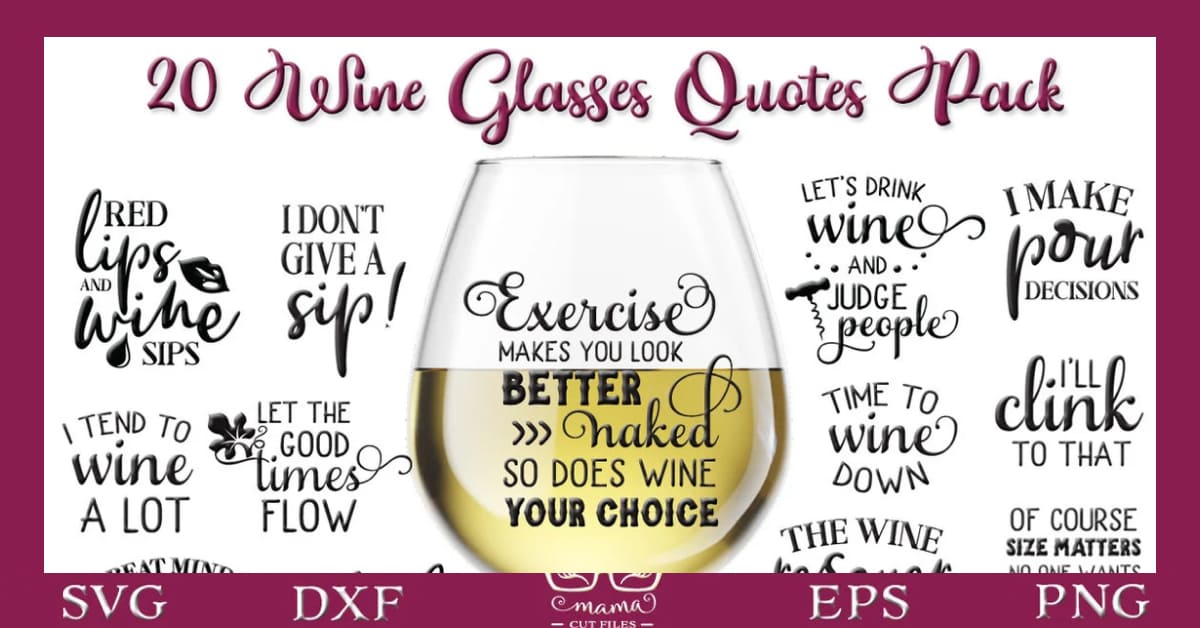 Wine Glasses SVG Quotes Pack – MasterBundles