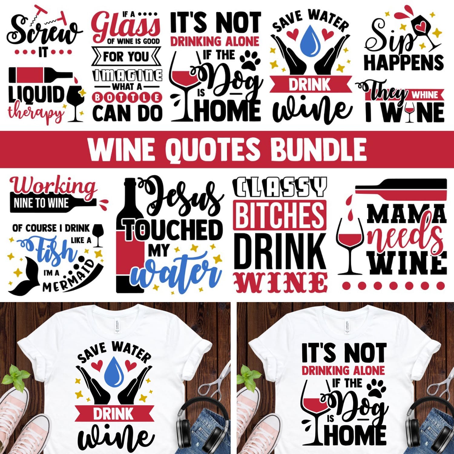 Wine quotes svg bundle funny sayings.