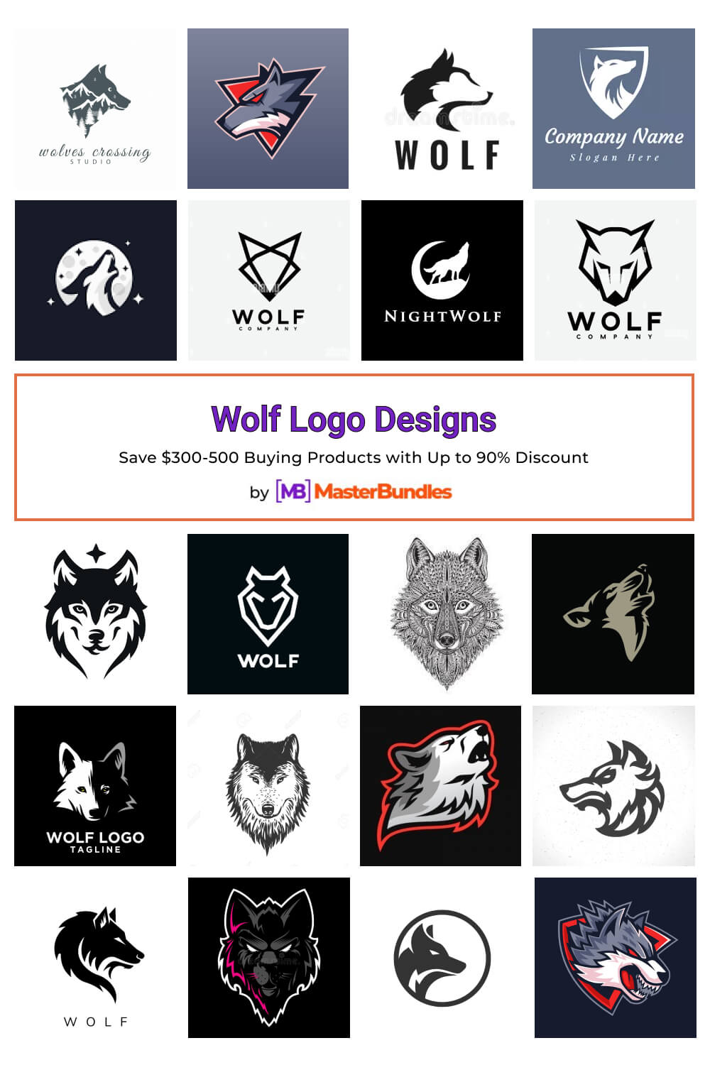 wolf logo designs pinterest image.