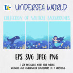 Sea Backgrounds, Postcards with Mermaid, Whale and Underwater World cover image.