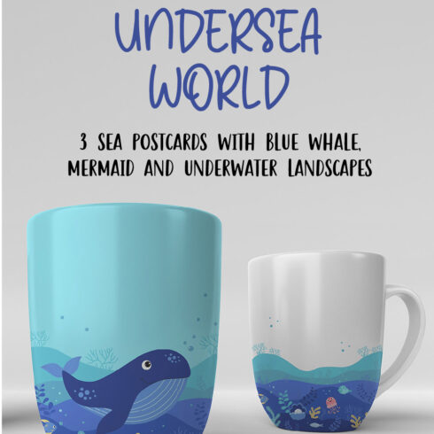 Sea Backgrounds, Postcards with Mermaid, Whale and Underwater World pinterest.