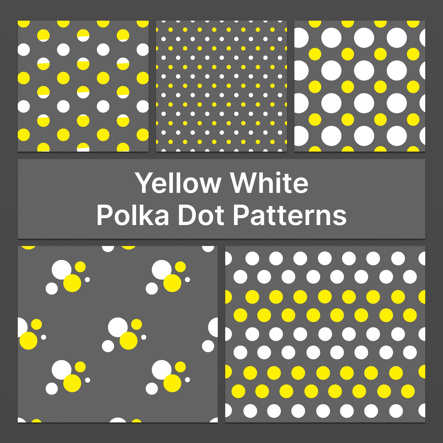 yellow white polka dot patterns.