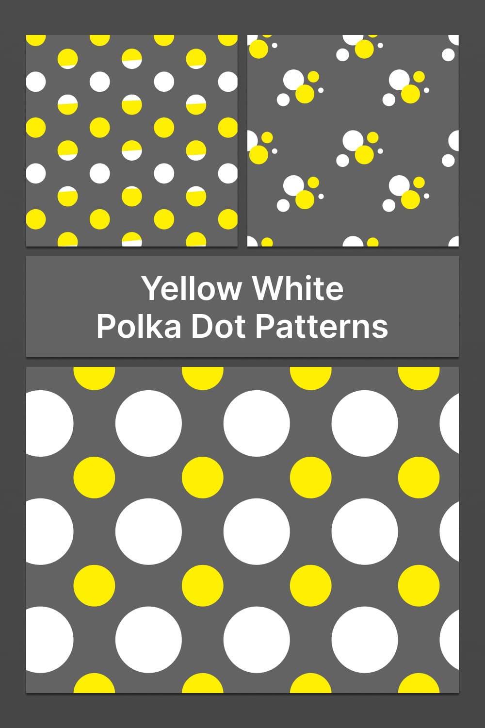 Yellow and white dots on a grey background.