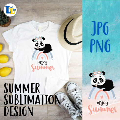 Panda On Rainbow Summer Sublimation Design Cover Image.