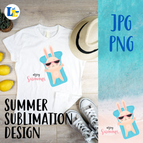 Cute Rabbit Enjoy Summer Sublimation Design Cover Image.